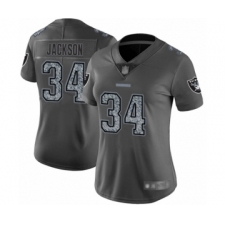 Women's Oakland Raiders #34 Bo Jackson Gray Static Fashion Limited Player 100th Season Football Jersey