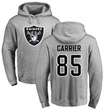 NFL Nike Oakland Raiders #85 Derek Carrier Ash Name & Number Logo Pullover Hoodie