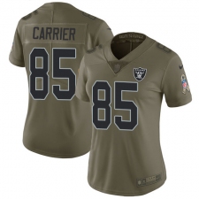 Women Nike Oakland Raiders #85 Derek Carrier Limited Olive 2017 Salute to Service NFL Jersey