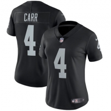 Women's Nike Oakland Raiders #4 Derek Carr Elite Black Team Color NFL Jersey