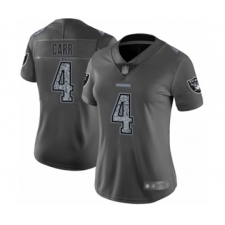Women's Oakland Raiders #4 Derek Carr Gray Static Fashion Limited Player 100th Season Football Jersey