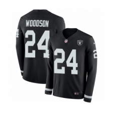 Men's Nike Oakland Raiders #24 Charles Woodson Limited Black Therma Long Sleeve NFL Jersey