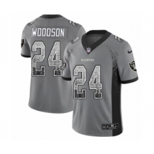 Youth Nike Oakland Raiders #24 Charles Woodson Limited Gray Rush Drift Fashion NFL Jersey