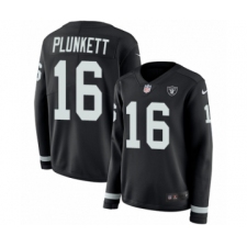 Women's Nike Oakland Raiders #16 Jim Plunkett Limited Black Therma Long Sleeve NFL Jersey