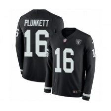 Youth Nike Oakland Raiders #16 Jim Plunkett Limited Black Therma Long Sleeve NFL Jersey