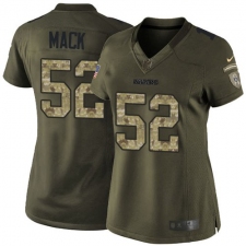 Women's Nike Oakland Raiders #52 Khalil Mack Elite Green Salute to Service NFL Jersey