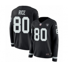 Women's Nike Oakland Raiders #80 Jerry Rice Limited Black Therma Long Sleeve NFL Jersey