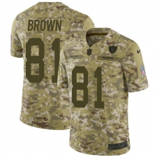 Men's Nike Oakland Raiders #81 Tim Brown Limited Camo 2018 Salute to Service NFL Jersey