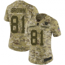 Women's Nike Oakland Raiders #81 Tim Brown Limited Camo 2018 Salute to Service NFL Jersey