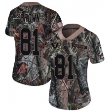Women's Nike Oakland Raiders #81 Tim Brown Limited Camo Rush Realtree NFL Jersey