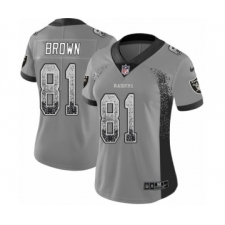 Women's Nike Oakland Raiders #81 Tim Brown Limited Gray Rush Drift Fashion NFL Jersey