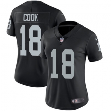 Women's Nike Oakland Raiders #18 Connor Cook Elite Black Team Color NFL Jersey