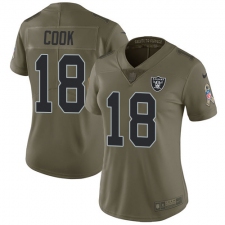 Women's Nike Oakland Raiders #18 Connor Cook Limited Olive 2017 Salute to Service NFL Jersey
