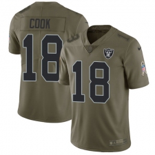 Youth Nike Oakland Raiders #18 Connor Cook Limited Olive 2017 Salute to Service NFL Jersey