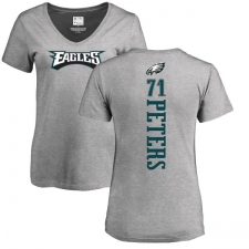 Women's Nike Philadelphia Eagles #71 Jason Peters Ash Backer V-Neck T-Shirt