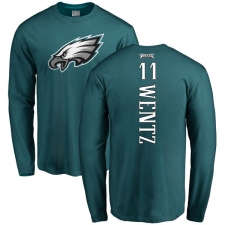 Nike Philadelphia Eagles #11 Carson Wentz Green Backer Long Sleeve T-Shirt