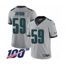 Men's Philadelphia Eagles #59 Seth Joyner Limited Silver Inverted Legend 100th Season Football Jersey