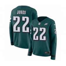 Women's Nike Philadelphia Eagles #22 Sidney Jones Limited Green Therma Long Sleeve NFL Jersey