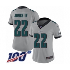 Women's Philadelphia Eagles #22 Sidney Jones Limited Silver Inverted Legend 100th Season Football Jersey