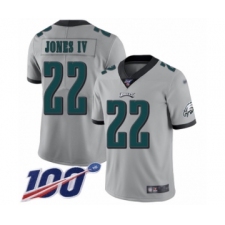 Youth Philadelphia Eagles #22 Sidney Jones Limited Silver Inverted Legend 100th Season Football Jersey