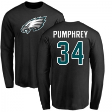 Nike Philadelphia Eagles #34 Donnel Pumphrey Black Name & Number Logo Long Sleeve T-Shirt
