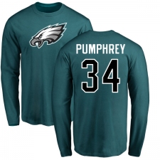 Nike Philadelphia Eagles #34 Donnel Pumphrey Green Name & Number Logo Long Sleeve T-Shirt