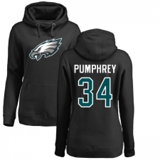 Women's Nike Philadelphia Eagles #34 Donnel Pumphrey Black Name & Number Logo Pullover Hoodie