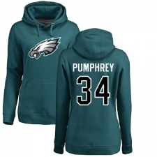 Women's Nike Philadelphia Eagles #34 Donnel Pumphrey Green Name & Number Logo Pullover Hoodie