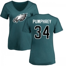 Women's Nike Philadelphia Eagles #34 Donnel Pumphrey Green Name & Number Logo Slim Fit T-Shirt