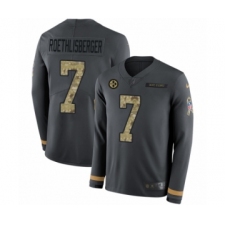 Men's Nike Pittsburgh Steelers #7 Ben Roethlisberger Limited Black Salute to Service Therma Long Sleeve NFL Jersey