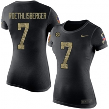 Women's Nike Pittsburgh Steelers #7 Ben Roethlisberger Black Camo Salute to Service T-Shirt