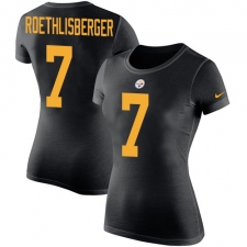 Women's Nike Pittsburgh Steelers #7 Ben Roethlisberger Black Rush Pride Name & Number T-Shirt