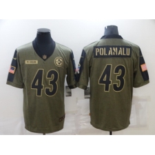 Men's Pittsburgh Steelers #43 Troy Polamalu Nike Olive 2021 Salute To Service Limited Player Jersey
