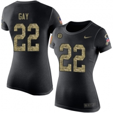 Women's Nike Pittsburgh Steelers #22 William Gay Black Camo Salute to Service T-Shirt