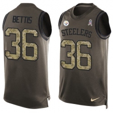 Men's Nike Pittsburgh Steelers #36 Jerome Bettis Limited Green Salute to Service Tank Top NFL Jersey