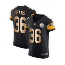 Men's Pittsburgh Steelers #36 Jerome Bettis Elite Black Gold Team Color Football Jersey