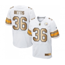 Men's Pittsburgh Steelers #36 Jerome Bettis Elite White Gold Football Jersey