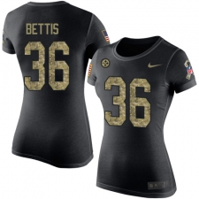 Women's Nike Pittsburgh Steelers #36 Jerome Bettis Black Camo Salute to Service T-Shirt