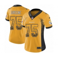 Women's Nike Pittsburgh Steelers #75 Joe Greene Limited Gold Rush Drift Fashion NFL Jersey