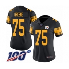 Women's Pittsburgh Steelers #75 Joe Greene Limited Black Rush Vapor Untouchable 100th Season Football Jersey