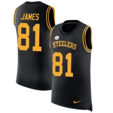 Men's Nike Pittsburgh Steelers #81 Jesse James Limited Black Rush Player Name & Number Tank Top NFL Jersey