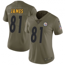 Women's Nike Pittsburgh Steelers #81 Jesse James Limited Olive 2017 Salute to Service NFL Jersey