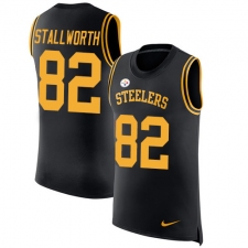 Men's Nike Pittsburgh Steelers #82 John Stallworth Limited Black Rush Player Name & Number Tank Top NFL Jersey