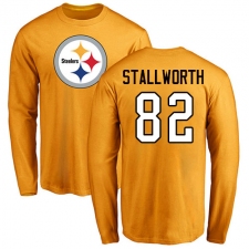 NFL Nike Pittsburgh Steelers #82 John Stallworth Gold Name & Number Logo Long Sleeve T-Shirt
