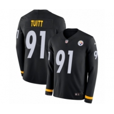 Youth Nike Pittsburgh Steelers #91 Stephon Tuitt Limited Black Therma Long Sleeve NFL Jersey