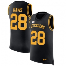 Men's Nike Pittsburgh Steelers #28 Sean Davis Limited Black Rush Player Name & Number Tank Top NFL Jersey