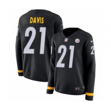 Women's Nike Pittsburgh Steelers #21 Sean Davis Limited Black Therma Long Sleeve NFL Jersey