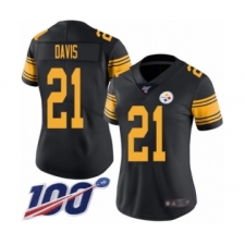 Women's Pittsburgh Steelers #21 Sean Davis Limited Black Rush Vapor Untouchable 100th Season Football Jersey