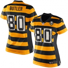 Women's Nike Pittsburgh Steelers #80 Jack Butler Elite Yellow/Black Alternate 80TH Anniversary Throwback NFL Jersey