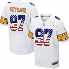 Men's Nike Pittsburgh Steelers #97 Cameron Heyward Elite White Road USA Flag Fashion NFL Jersey